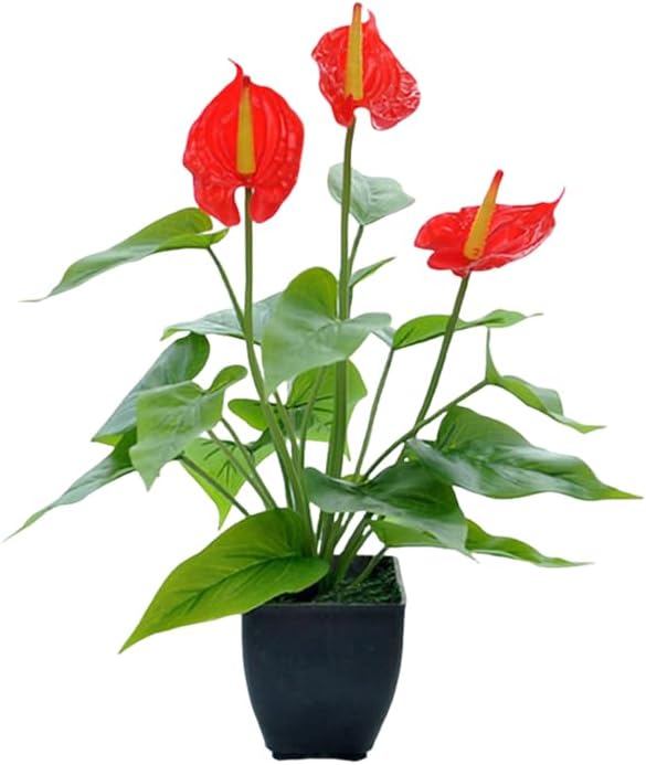 161 Inch Artificial Anthurium Potted Plant Red