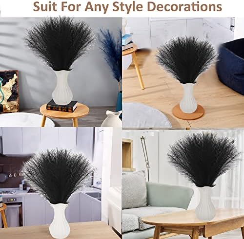 Black Faux Pampas Grass 30 Pcs 17 Inch Boho Decor