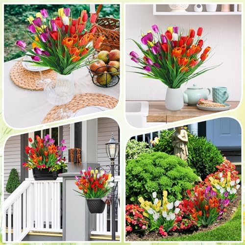 Yungyan 20 Bundles Artificial Flowers Multicolor Fake Tulips