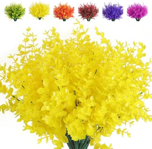 RECUTMS Artificial Flowers 8 Bundles UV Resistant Faux Plants