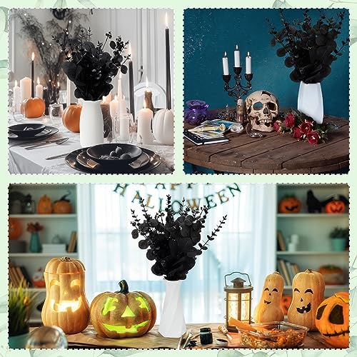 Giegxin 180 Pcs Artificial Eucalyptus Leaves Stems Black