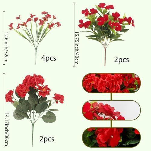 8 Pcs Artificial Flowers for Outdoor Decor
