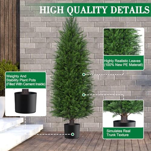 5FT Artificial Cedar Topiary Trees Outdoor Set of 2