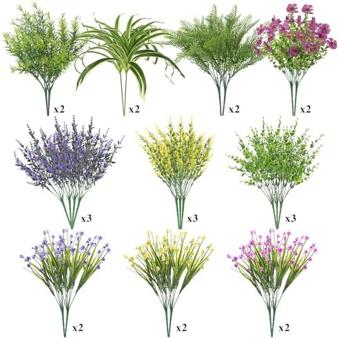 25PCS UV Resistant Artificial Plants for Outdoor Decor