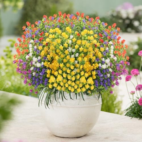 20 Bundles Artificial Flowers for Outdoor Decor
