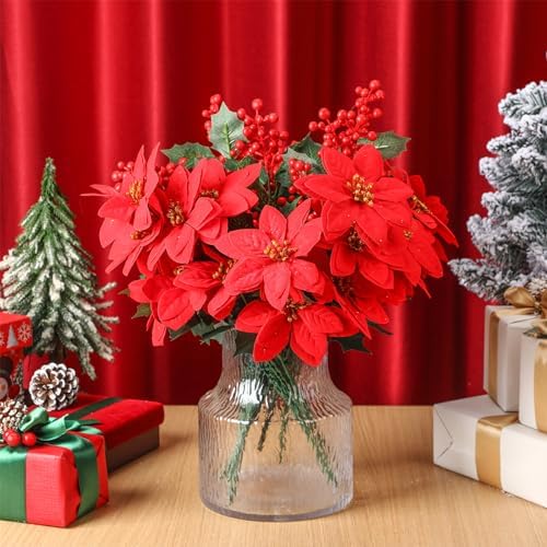 Ceenna 12 Pcs Christmas Artificial Flower Set