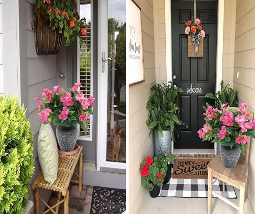 FERIAL Artificial Impatiens Bouquet for Outdoor Garden Decor