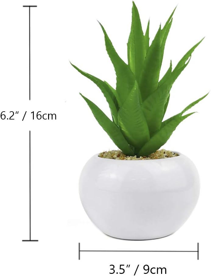 TUOKOR Artificial Aloe Plants in Ceramic Pots 2 Pack