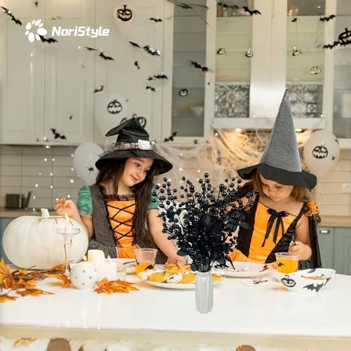 10 Pcs Black Berry Stems for Halloween Decor