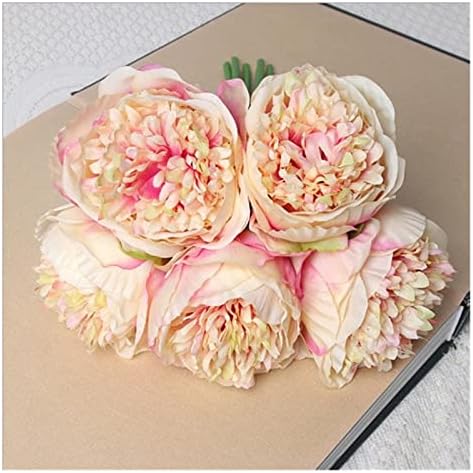 GaRcan Artificial Flowers with Pots 5pcs White Peony and Pink Rose Display Set
