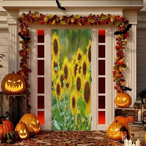Susiyo Sunflower Halloween Door Cover 32x79 In