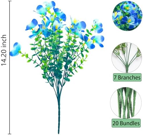 NOV FIRE Artificial Flowers for Outdoor Decor Blue