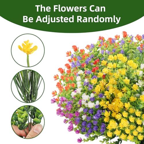 20 Bundles Artificial Flowers for Outdoor Decor
