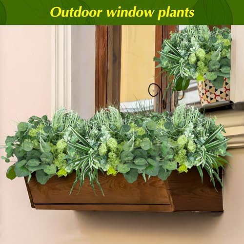 24Pcs Artificial Greenery Plant Bundle for Outdoor Decor