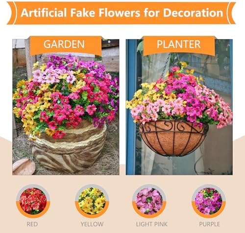 Kingsboomy 16 Bundle Artificial Flowers for Outdoor Decor