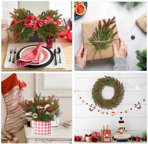 Red Artificial Pine Branches 6Pcs 165In Christmas Decor