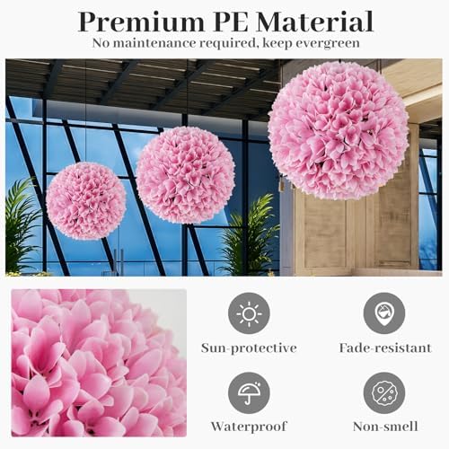 Goplus 11 Inch Artificial Topiary Balls Set of 2 Pink