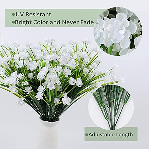 RECUTMS 12 Bundles Artificial Flowers UV Resistant Outdoor Decor