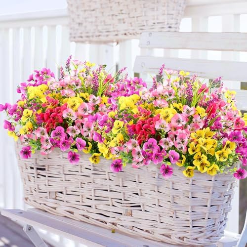 XYLENCO 15PCS Artificial Flowers for Outdoor and Indoor Use