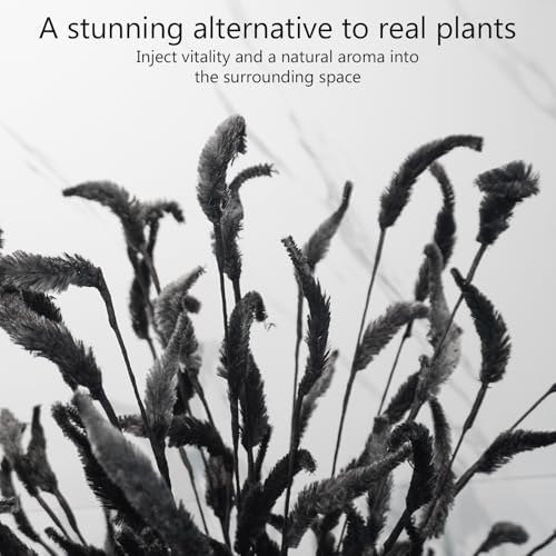 Black Dried Pampas Grass Faux Flowers 8pcs