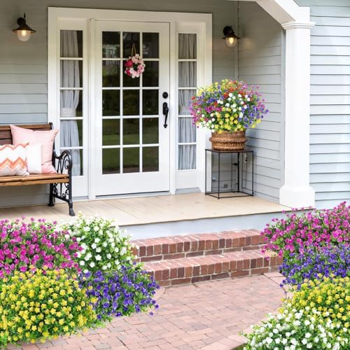 Bassion 20 Bundles Artificial Flowers for Outdoor Decor