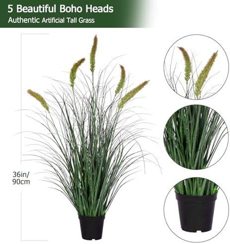 Ttranewsoo Artificial Green Onions with Pots 36 Inch