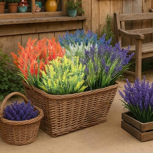 24 Bundles Artificial Flowers for Outdoor Decor
