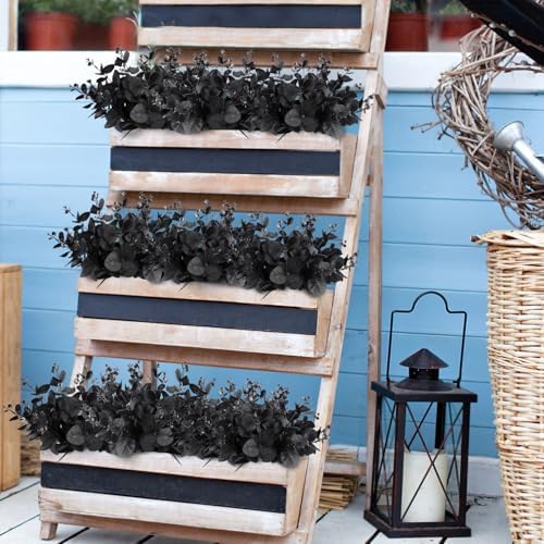 6 Pcs Black Eucalyptus Stems for Halloween Decor