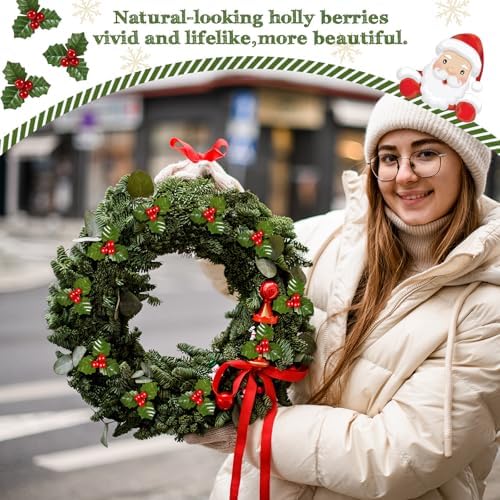100pcs Christmas Holly Berries for Wreath and Centerpieces