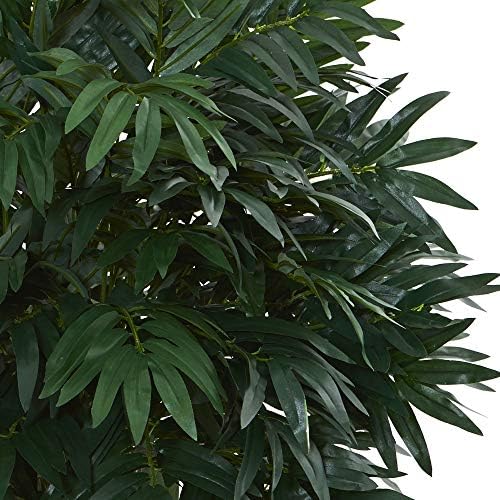 Nearly Natural Double Bamboo Palm in White Tower Vase
