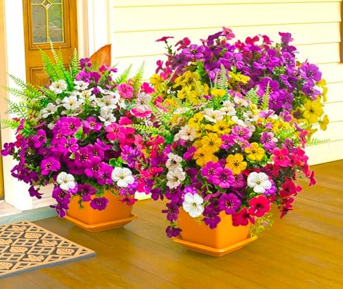 16 Bundle Artificial Flowers for Outdoor Decor