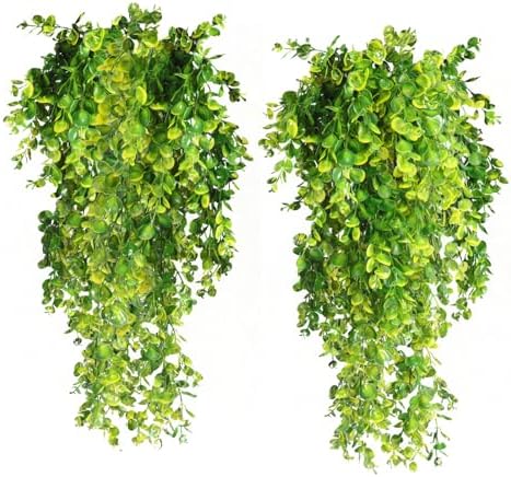 RECUTMS Artificial Shrubs with 50 Twigs 4 Pack Fake Hanging Plants
