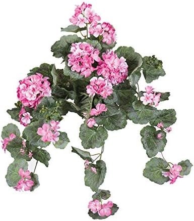Vickerman Artificial Light Pink Geranium Hanging Bush 22 Inch