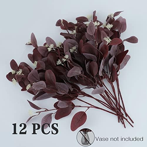 Rosscer 12Pcs Artificial Eucalyptus Stems with Berries