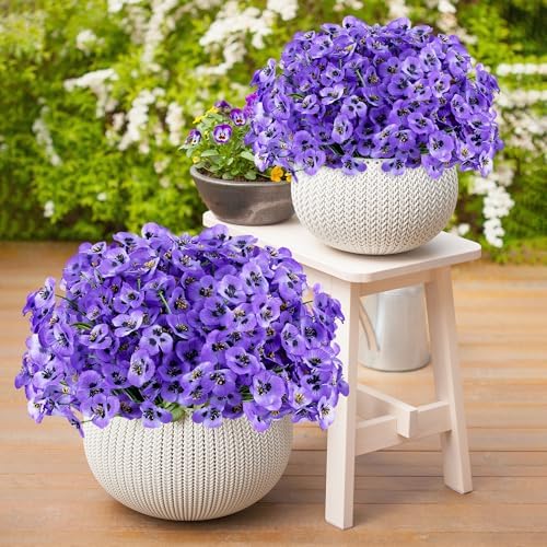 SITUMEIZI 12 Piece Purple Artificial Pansy Flowers