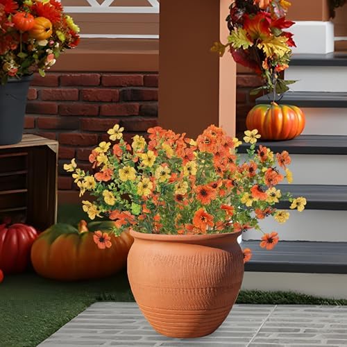 12Pcs Artificial Mums Fall Flowers for Outdoor Decor