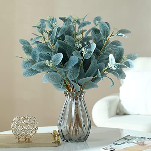Rosscer 12Pcs Artificial Eucalyptus Stems with Leaves and Berries