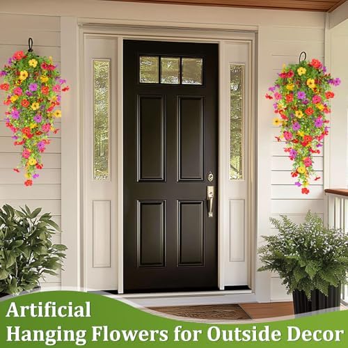 TURNMEON 4 Pcs Artificial Hanging Flowers Set