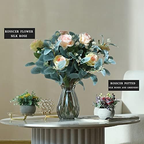 Rosscer 12Pcs Artificial Eucalyptus Stems with Leaves and Berries