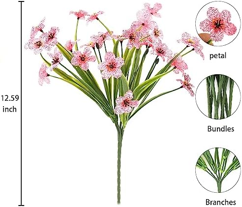UV Resistant Artificial Flowers 12 Bunches Pink