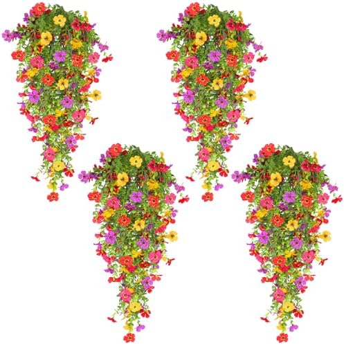 TURNMEON 4 Pcs Artificial Hanging Flowers Set