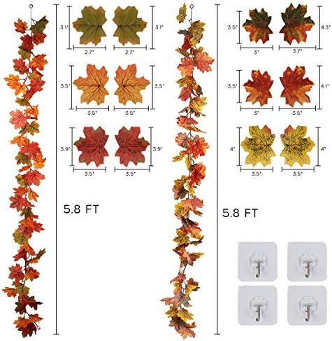 RECUTMS Artificial Fall Flowers 8 Bundles with Maple Garland