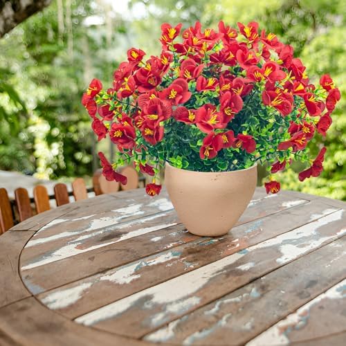 8 Bundles Artificial Flowers Outdoor UV Resistant Faux Plants Set