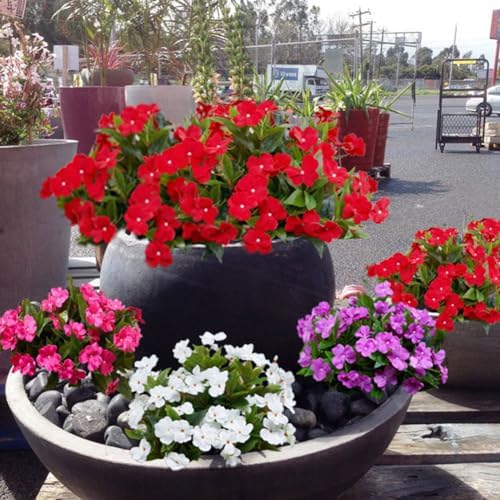 Artificial Impatiens Flowers 2PCS Red Outdoor Indoor Decor