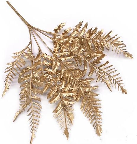 Rikyo 4 Bunches Gold Boston Fern Artificial Bush Plant