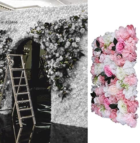 12Pcs Pink White Rose Wall Panel 3D Decor