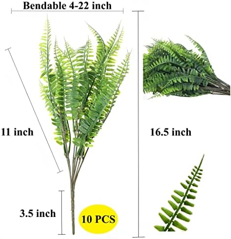 Grand Verde Boston Ferns Artificial Plants 10pcs Dark Green