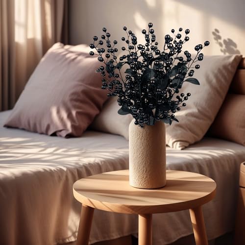 10 Pcs Black Berry Stems for Halloween Decor