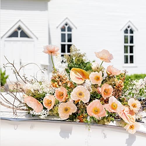 Kainonnan Artificial Poppy Flowers 5Pcs Set Champagne