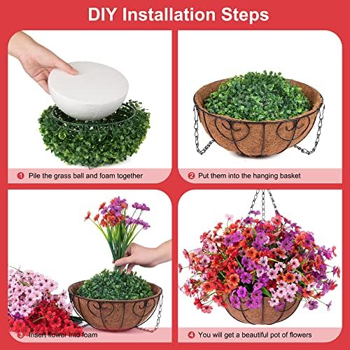 Artificial Hanging Flowers with Basket for Spring Garden Decor
